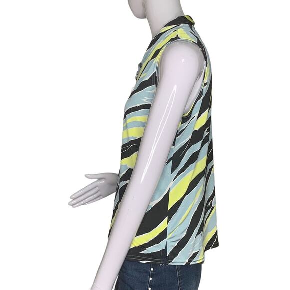 Jamie Sadock Sleeveless Blouse Pullover Size S Green Tones and Black - Picture 7 of 14